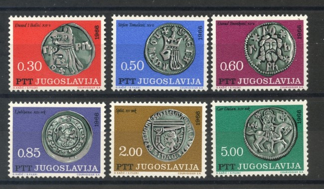 1966 - JUGOSLAVIA - MONETE MEDIOEVALI  6v. NUOVI - LOTTO/34743C