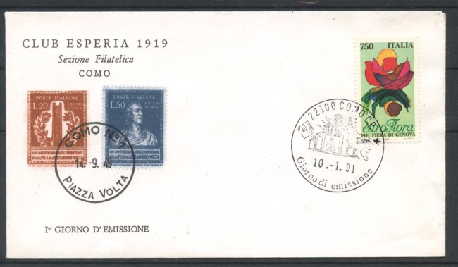 1991 - REPUBBLICA - LOTTO/39056 - EUROFLORA - BUSTA FDC