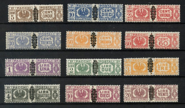 1945 - LUOGOTENENZA - LOTTO/40868 - PACCHI POSTALI SOPRASTAMPATI 12v. - NUOVI
