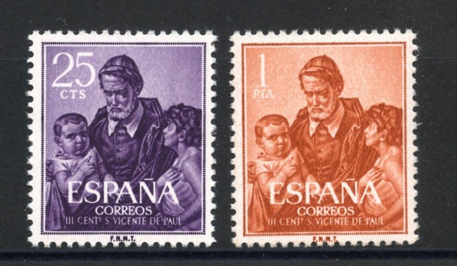 1960 - SPAGNA - LOTTO/38964 - S.VINCENZO DI PAOLA 2v. - NUOVI