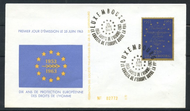 1963 - LUSSEMBURGO - DIRITTI DELL'UOMO - BUSTA FDC - LOTTO/25080