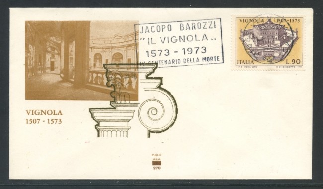 1973 - REPUBBLICA - JACOPO BAROZZI IL VIGNOLA - BUSTA FDC ALA - LOTTO/27558