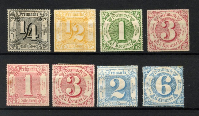 1865/66 - GERMANIA ANTICHI STATI - LOTTO/42874 - INSIEME DI 8 VALORI LINGUELLATI