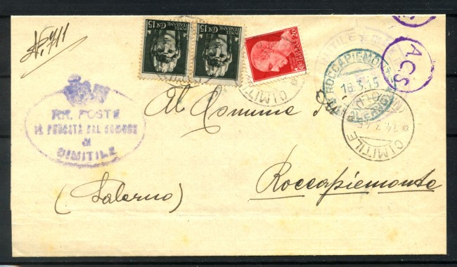 1945 - LUOGOTENENZA - LOTTO/47780 - PIEGHEVOLE DA CIMITILE  A  ROCCAPIEMONTE