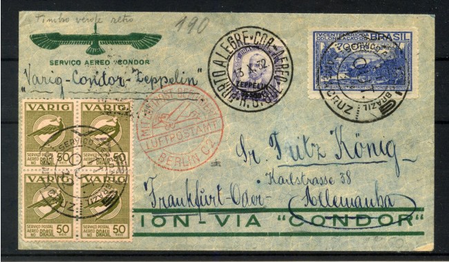 1932 - BRASILE - LOTTO/42360 - VOLO ZEPPELIN DI RITORNO