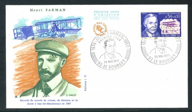 1971 - FRANCIA - HENRI FARMAN - BUSTA FDC - LOTTO/26726