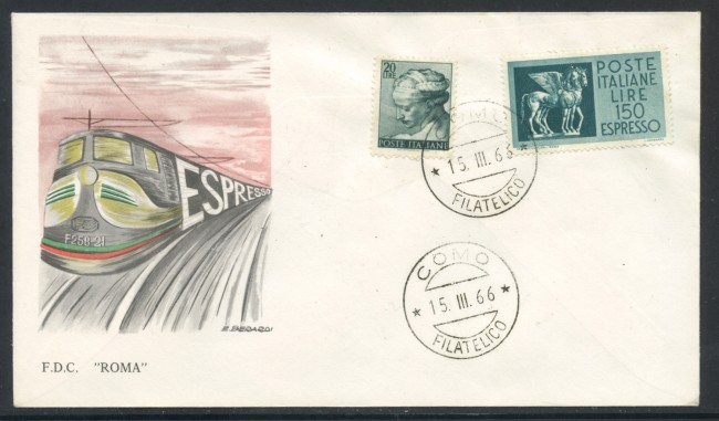 1966 - REPUBBLICA - 150 Lire ESPRESSO - BUSTA FDC - LOTTO/28615