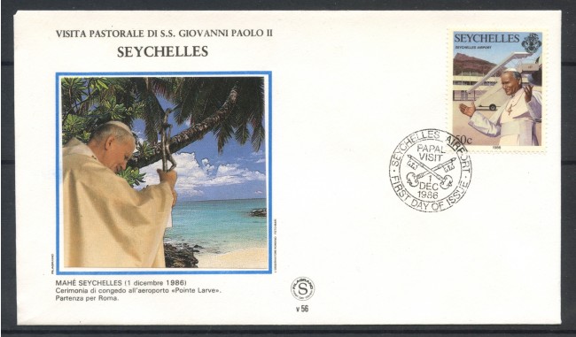 1986 - SEYCHELLES - MAHE - VISITA DI PAPA GIOVANNI PAOLO II° - BUSTA - LOTTO/31135