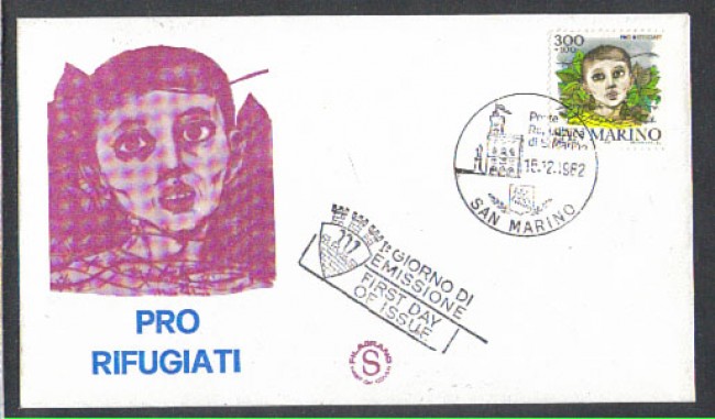 1982 - LOTTO/8032ZA - SAN MARINO - PRO RIFUGIATI - FDC