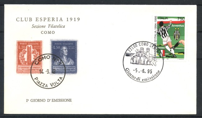 1995 - REPUBBLICA - LOTTO/38869 - SCUDETTO JUVENTUS - BUSTA FDC