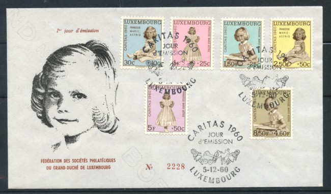1960 LUSSEMBURGO - CARITAS PRO INFANZIA 6v. BUSTA FDC