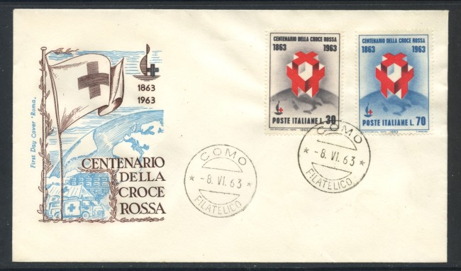 1963 - REPUBBLICA - CENTENARIO CROCE ROSSA - BUSTA FDC - LOTTO/28570