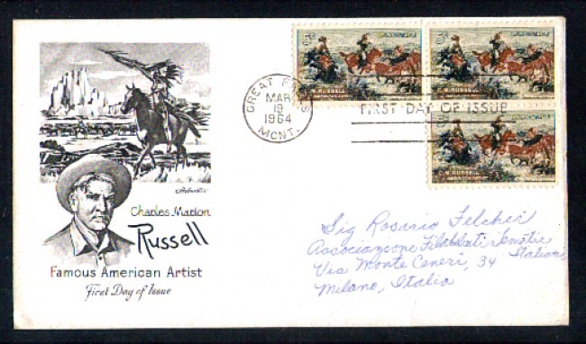 1964 - LOTTO/1081 - STATI UNITI - PITTORE C.M.RUSSEL - BUSTA FDC