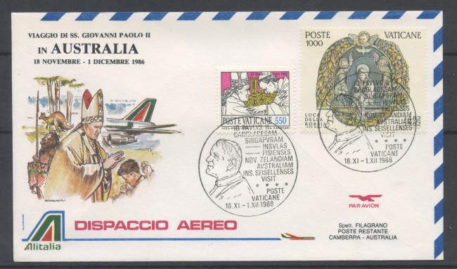 1986 - VATICANO - DISPACCIO AEREO VISITA PAPA IN AUSTRALIA - LOTTO/31115