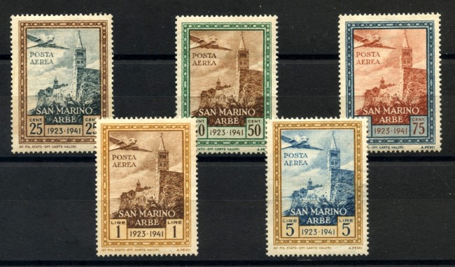 1942 - SAN MARINO - RICONSEGNA DELLA BANDIERA  P/A 5v. - T/L - LOTTO/36684