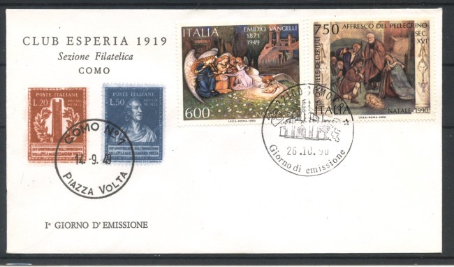 1990 - REPUBBLICA - LOTTO/39086 - NATALE 2v. - BUSTA FDC