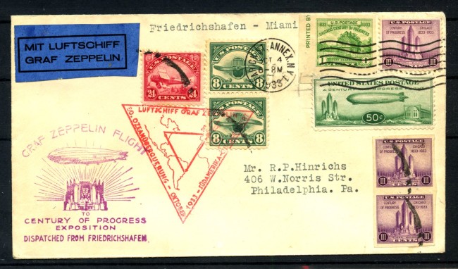 1933 - STATI UNITI -  LOTTO/42262 - 9° VIAGGIO DEL DIRIGIBILE LZ 127 IN AMERICA DEL SUD E A CHICAGO