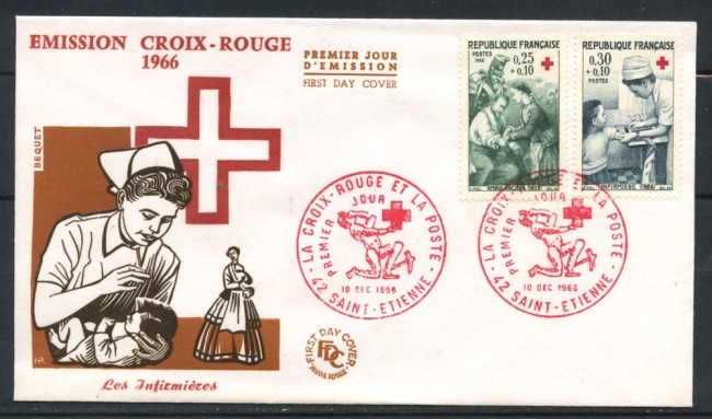 1966 - FRANCIA - PRO CROCE ROSSA - BUSTA FDC - LOTTO/25216