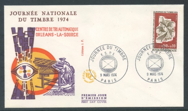 1974 - FRANCIA - GIORNATA DEL FRANCOBOLLO - BUSTA FDC - LOTTO/26537