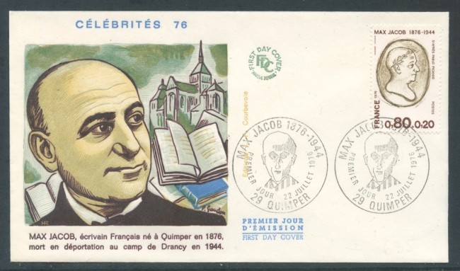 1976 - FRANCIA - MAX  JACOB - BUSTA FDC - LOTTO/26577