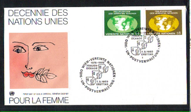 1980 - LOTTO/ONUA10FDC - ONU AUSTRIA - DECENNALE PER LA DONNA - BUSTA FDC