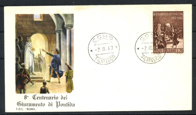 1967 - REPUBBLICA - LOTTO/39180 - GIURAMENTO DI PONTIDA - FDC ROMA