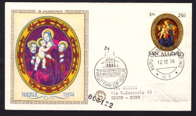 1974 - LOTTO/13245 - SAN MARINO - NATALE - BUSTA FDC