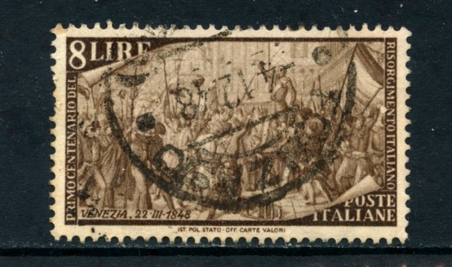 1948 - ITALIA - 8 LIRE CENTENARIO RISORGIMENTO - USATO - LOTTO/25234