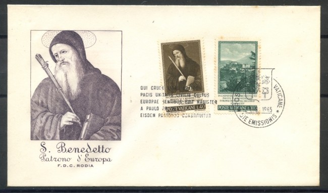 1965 - VATICANO - SAN BENEDETTO - BUSTA FDC RODIA - LOTTO/27661