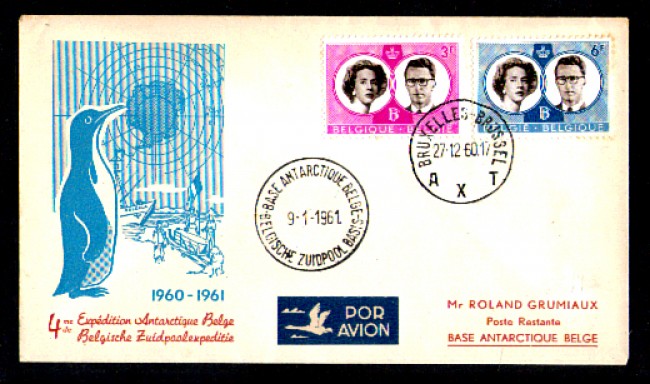 1960/61 - LBF/3659 - BELGIO - 4° SPEDIZIONE ANTARTICA - BUSTA