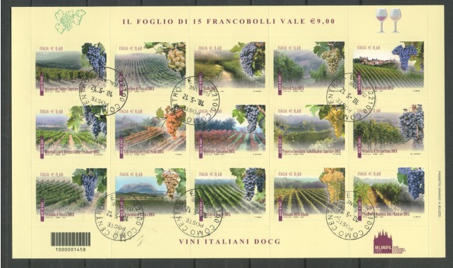 2012 - REPUBBLICA - MADE INTALY 19° SERIE  IL VINO FOGLIETTO USATO - LOTTO/32790