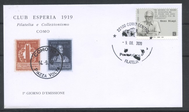 2020 - ITALIA REPUBBLICA - ENZO BIAGI - BUSTA FDC - LOTTO/36382