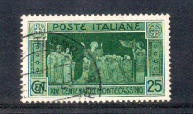 1929 - LOTTO/REG263U - REGNO - 25c. MONTECASSINO - USATO