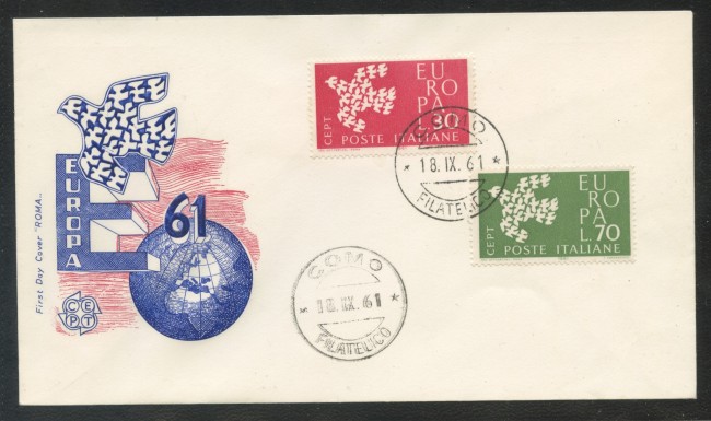 1961 - REPUBBLICA - EUROPA 2v. - BUSTA FDC - LOTTO/31912