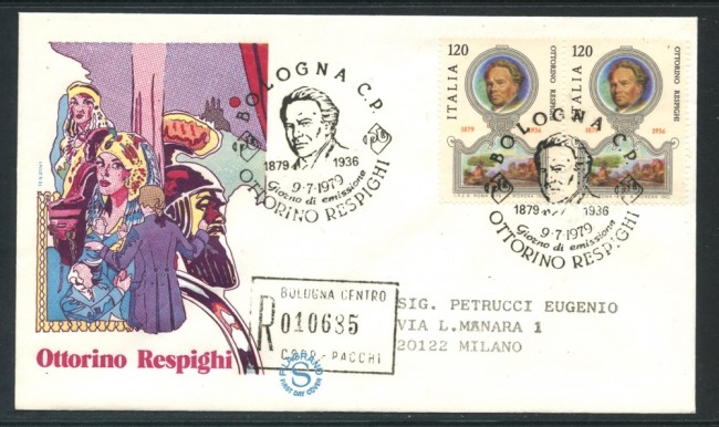1979 - REPUBBLICA - OTTORINO RESPIGHI - BUSTA FDC FILAGRANO VIAGGIATA - LOTTO/27372