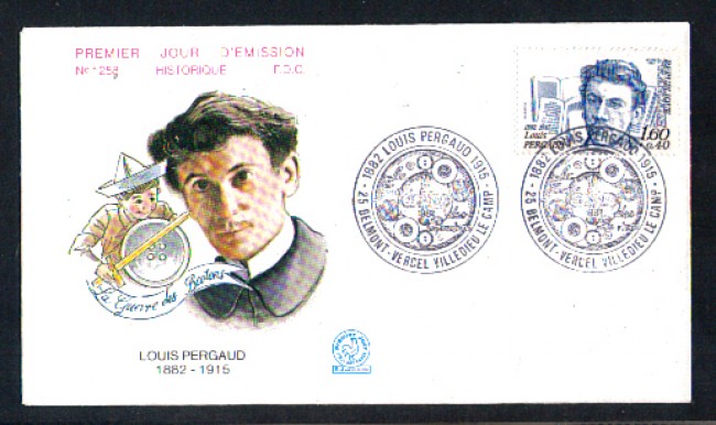 1982 - LBF/3939 - FRANCIA - LOUIS PERGAUD - BUSTA FDC