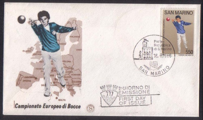 1986 - FDC/2175 CAMPIONATO BOCCE