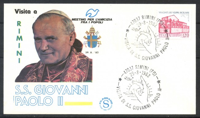 1982 - REPUBBLICA - BUSTA - VISITA DI PAPA GIOVANNI PAOLO II°  RIMINI - LOTTO/31751