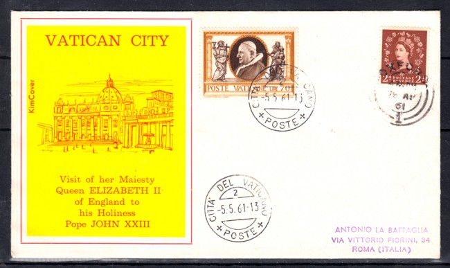 1961 - LOTTO/22612 - VATICANO/G.BRETAGNA- VISITA REGINA