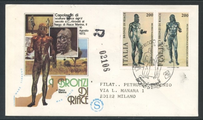 1981 - REPUBBLICA - BRONZI DI RIACE - FDC FILAGRANO VIAGGIATA - LOTTO/27334