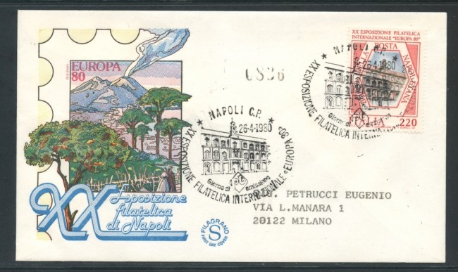 1980 - REPUBBLICA - EXPO FILATELICA NAPOLI - BUSTA FDC FILAGRANO VIAGGIATA - LOTTO/27385