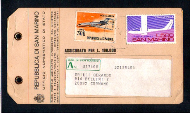 1975 - LOTTO/1444 - SAN MARINO -  PLICO POSTALE ASSICURATO