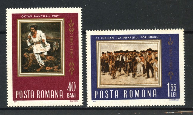 1967 - ROMANIA - INSURREZIONE PAESANA 2v. - NUOVI - LOTTO/32780