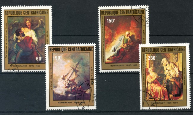 1981 - REP. CENTRAFRICANA -  DIPINTI DI REMBRANDT 4v. POSTA AEREA - USATI - LOTTO/29984