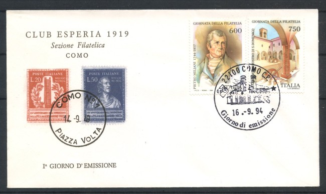 1994 - REPUBBLICA - LOTTO/38990 - GIORNATA DELLA FILATELIA 2v. - BUSTA FDC