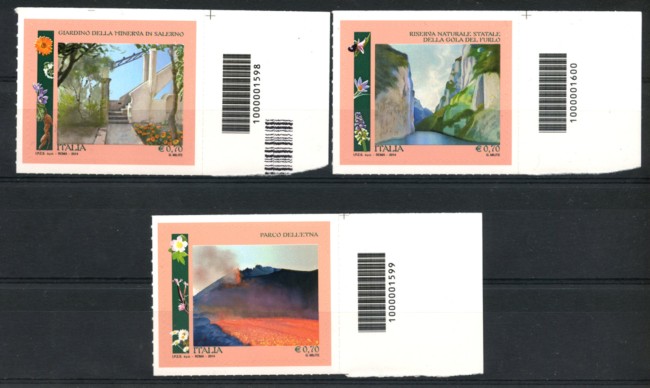 2014 - LOTTO/19148CB - REPUBBLICA - GIARDINI 3v. NUOVI CODICE BARRE