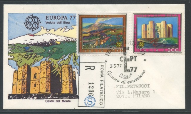 1977 - REPUBBLICA - EUROPA TURISMO - BUSTA FDC FILAGRANO VIAGGIATA - LOTTO/27305