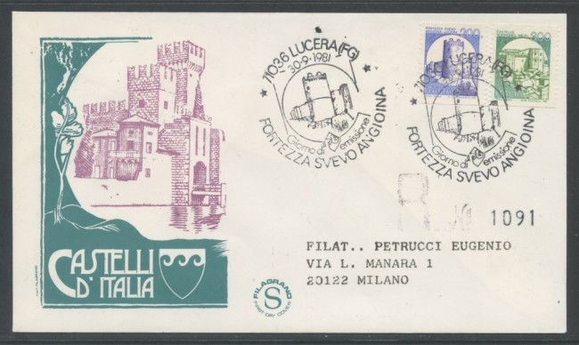 1981 - REPUBBLICA - CASTELLI PER DISTRIBUTORI - BUSTA FDC FILAGRANO VIAGGIATA - LOTTO/27333