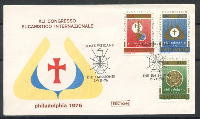 1976 - VATICANO - 41° CONGRESSO EUCARISTICO - BUSTA FDC ROMA - LOTTO/27591
