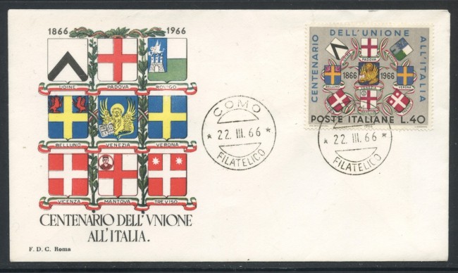 1966 - REPUBBLICA - UNIONE ALL'ITALIA - BUSTA FDC - LOTTO/28618